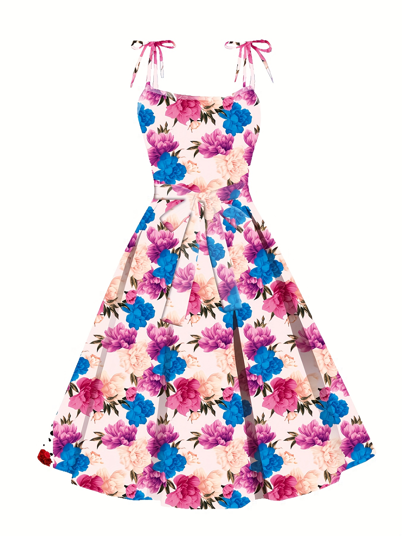 Floral Print Cami Dress Vacation Sleeveless Ruched Summer - Temu