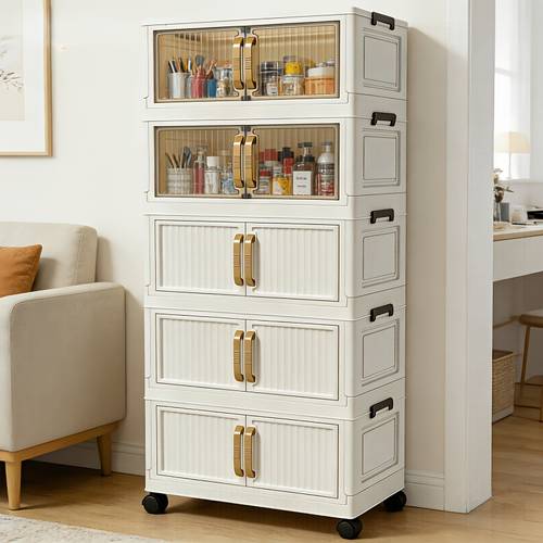 multi functional foldable storage cabinet with 5 tier 3 tier large capacity space saving suitable for entrance bedroom and living room