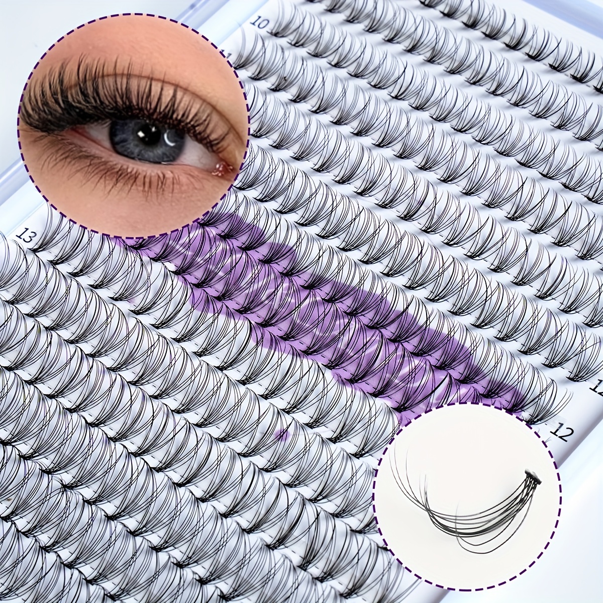 

280 Pieces D False Eyelash Extensions - Mixed Length 9-16mm, 10d Diy Cluster Lashes Kit With Natural, Doll, Cat Eye Styles - Reusable, Easy Application For Beginners