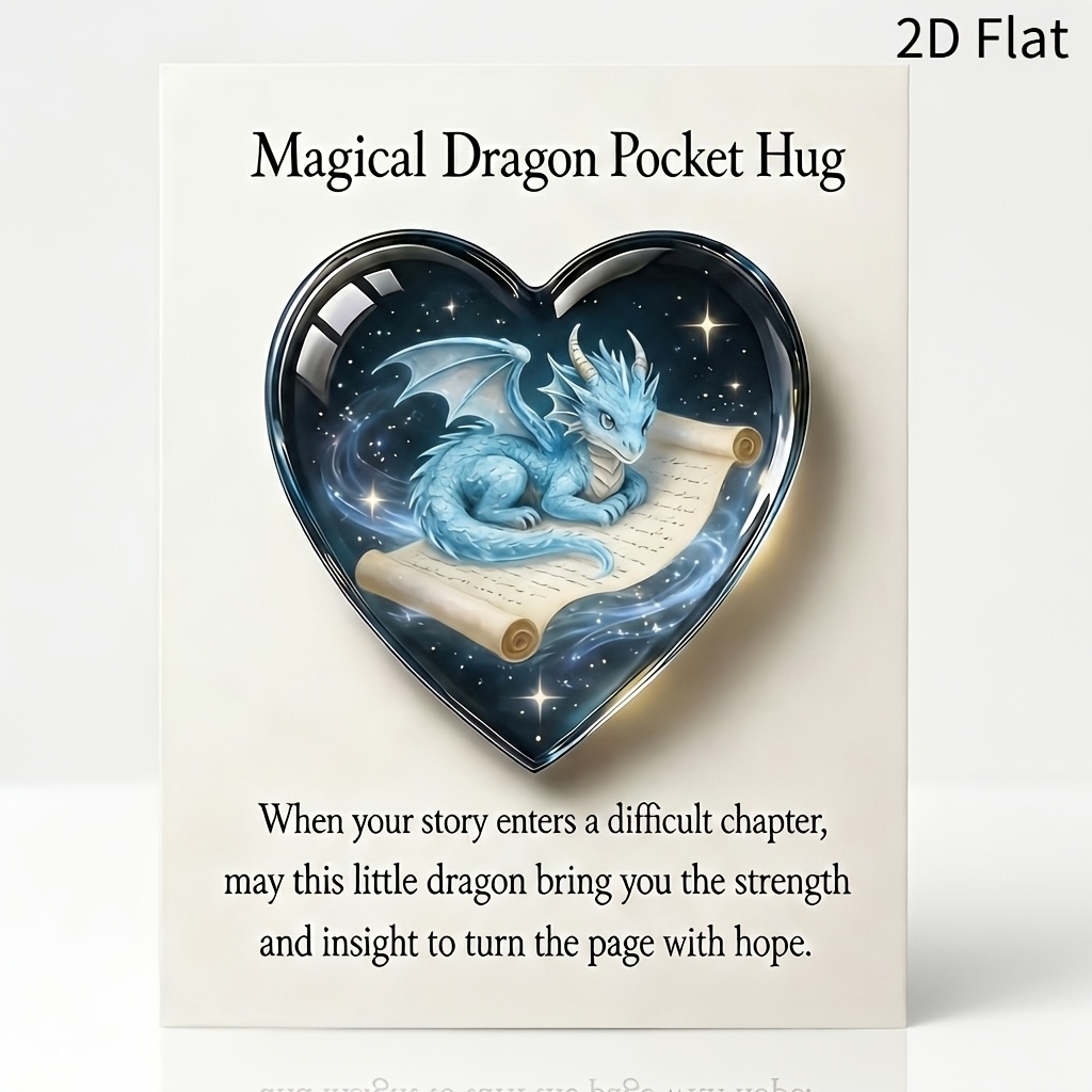 TEMU Carte de Poche Dragon Magique de Cœur, Carte de Vœux Motivante et Positive, Cadeau Remontant et Releveur de Morale, Émotionnel & Décoration