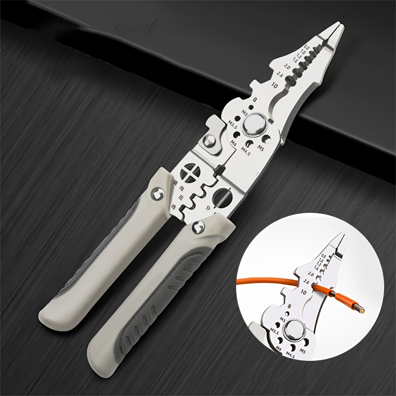 

1pc Electrician's Pliers - High Carbon Steel With Adjustable Height, Blade For Efficient Wire Cutting & Crimping, Cable Scissors, Stripping Tool - Handle, Ideal For Electrical Work, Electrician Tools