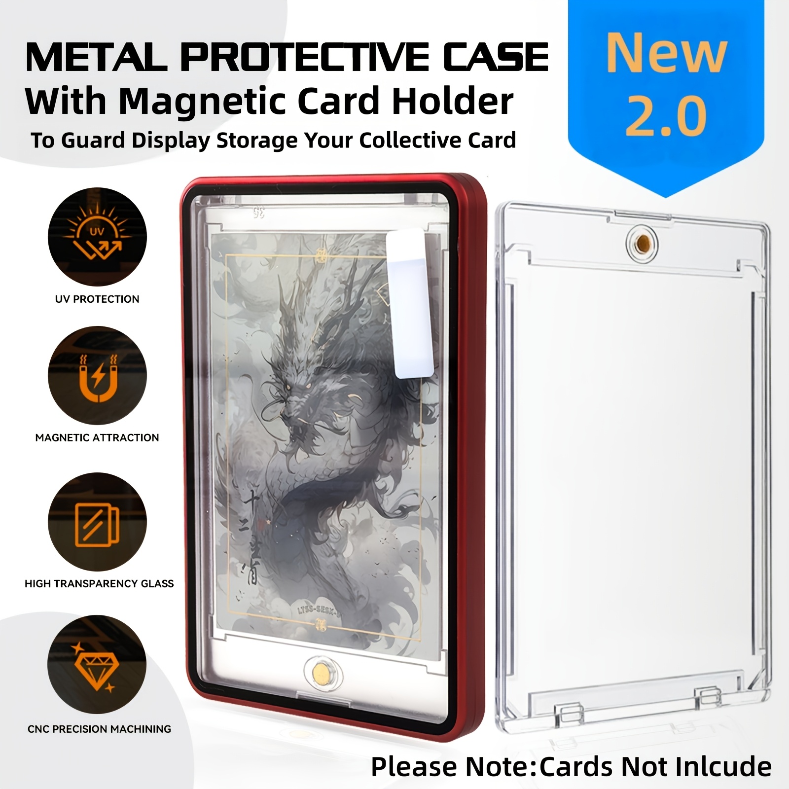 *.0 Version Magnetic Card Holder Protector with Card Brick, Metal Frame  Stackable Magnetic Trading Cards Case with Glass, Scratch-Proof Card Brick  Display And Storage Box for Baseball Football Sports ...