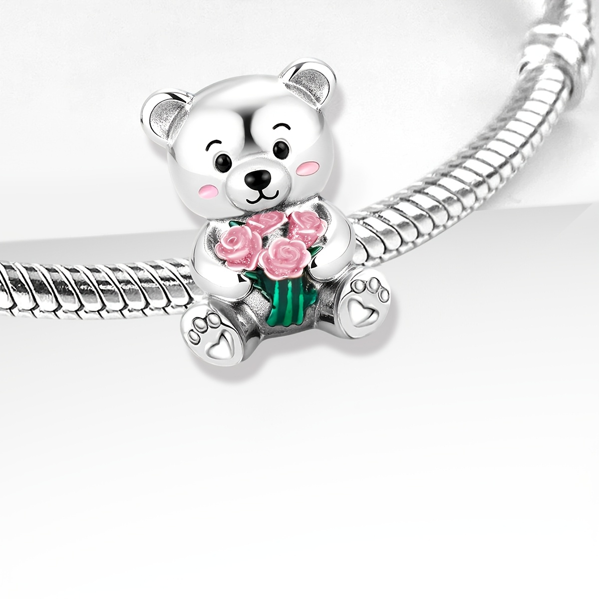 Women's 925 Silver Plated Bouquet and Bear Pendant