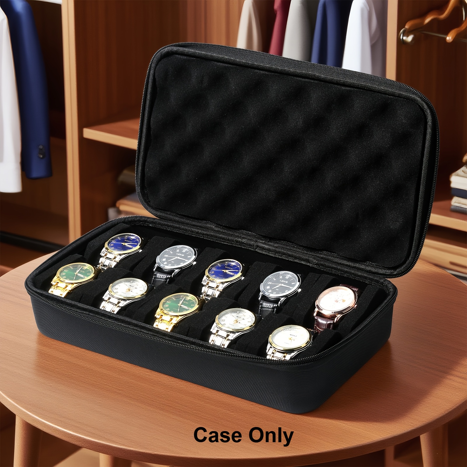 10 slot watch storage box hard shell zipper case watch Temu
