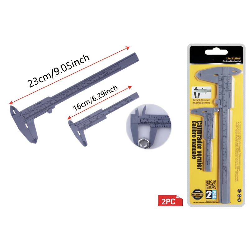 2pcs Manual Vernier Caliper Set (23cm X 16cm) - Plastic Material - Precision Measuring Tool For Handcrafting, Hardware Repair, And Component Measurement - Practical Measuring Tool