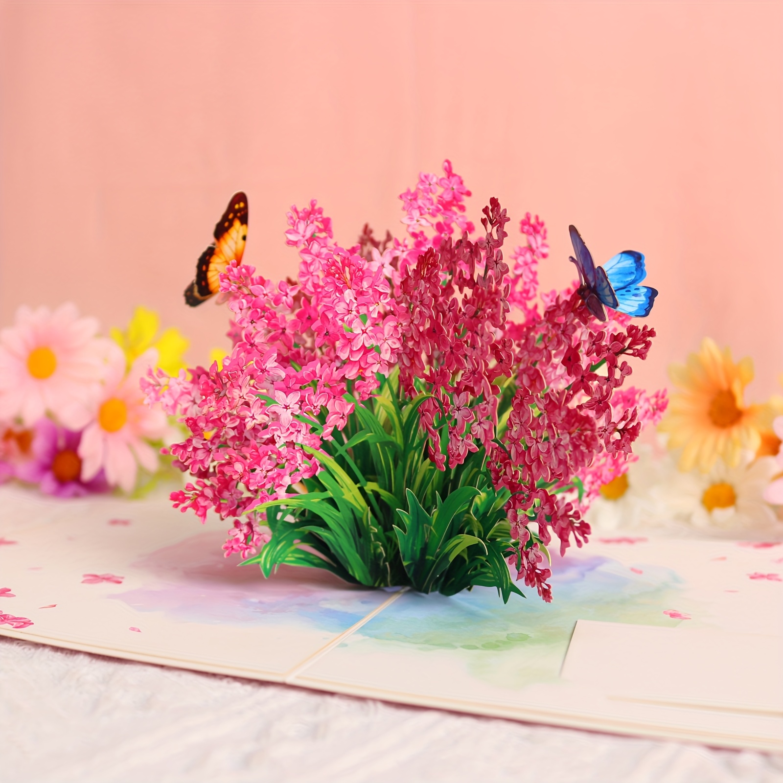 E-shop Lilienblüten- und Schmetterlings-Pop-Up-Karte mit Notizkarte und Umschlag, Frohes Muttertag, Frohes Geburtstag, Hochzeit, Valentinstag,