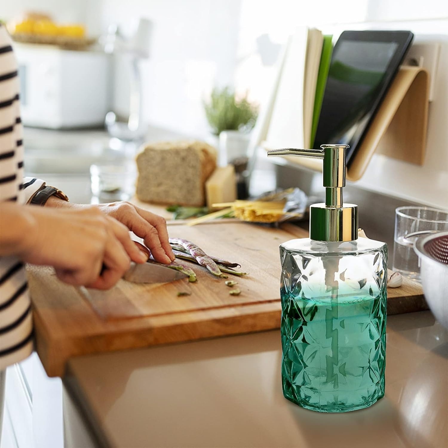 1/2個の ルガラスソープ サー 350ml/11oz。透明ガラスローションプンプ  