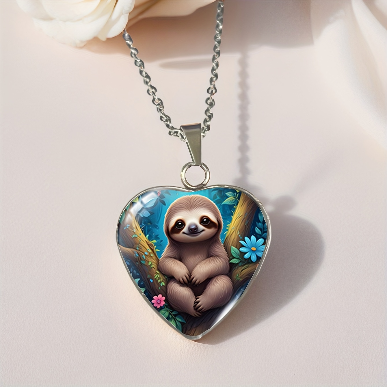 TEMU A On A Tree, A Heart-shaped Time Gem 304 304 Stainless Steel Pendant Necklace, Trendy And Popular Jewelry, Perfect For Birthday Party Gifts