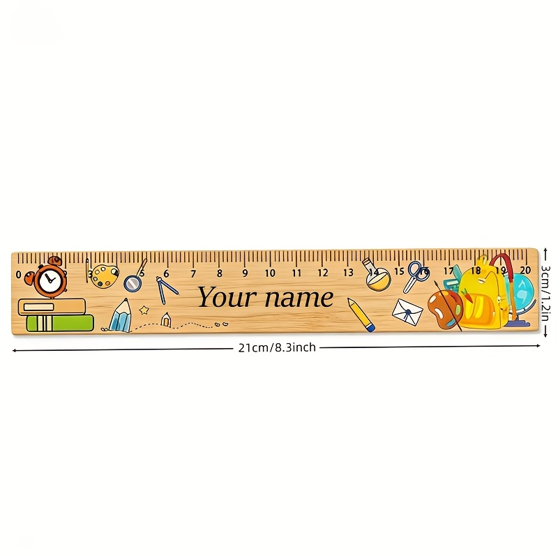 1/3pcs Customizable Name Cartoon Wooden Ruler | Vibrant School Supplies And Patterns, Durable And Easy-to-read For School And Office Back To Gifts