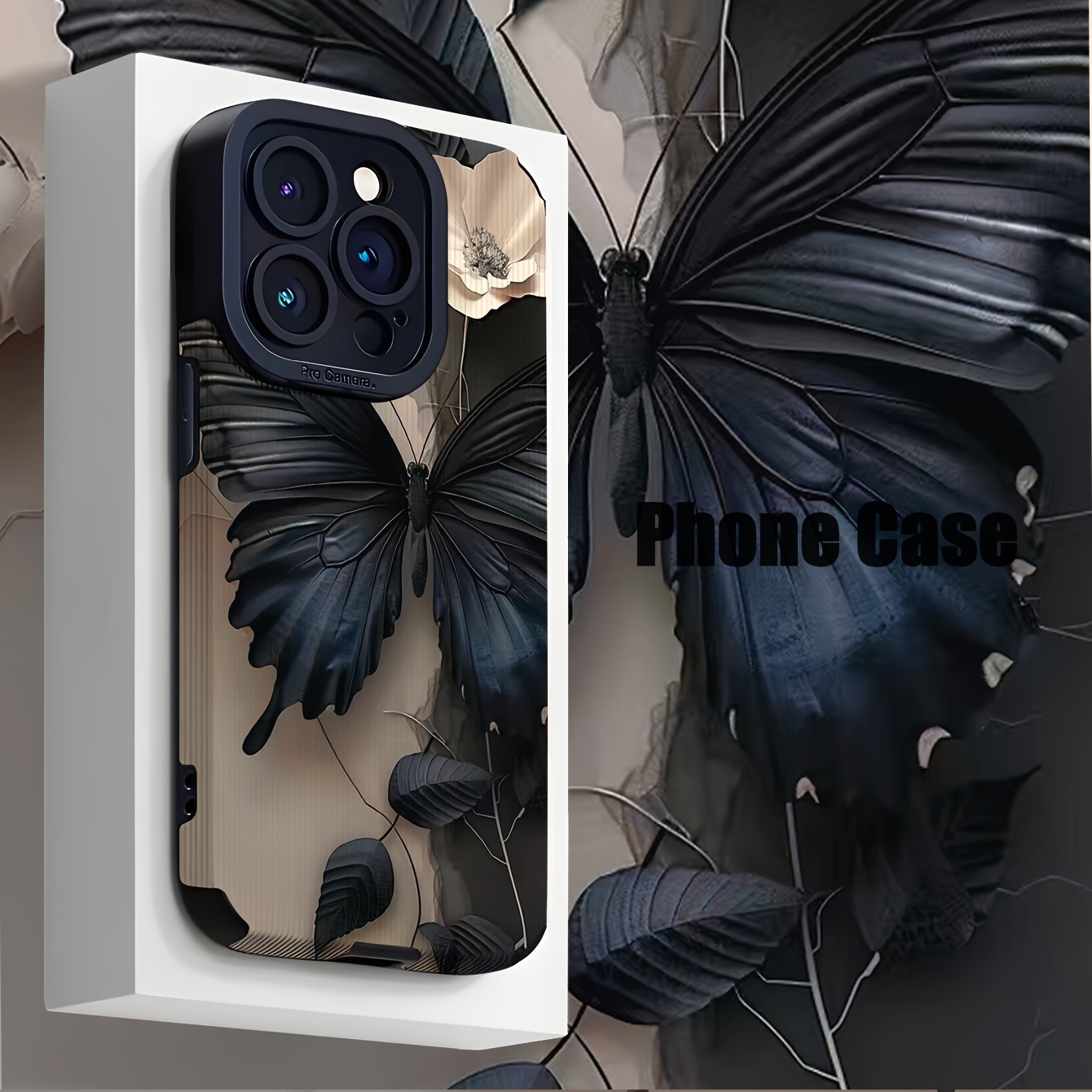 

Black Butterfly & White Flowers: Durable, Stylish Phone Case For Iphone (7/x/xs/11/12/13/14/15 Series) - Dirt-resistant & Shockproof