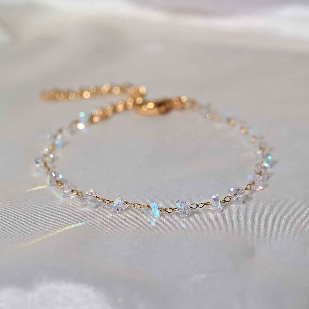 Shiny Triangle Artificial Crystal Anklet, Fashion Foot Jewelry For Women