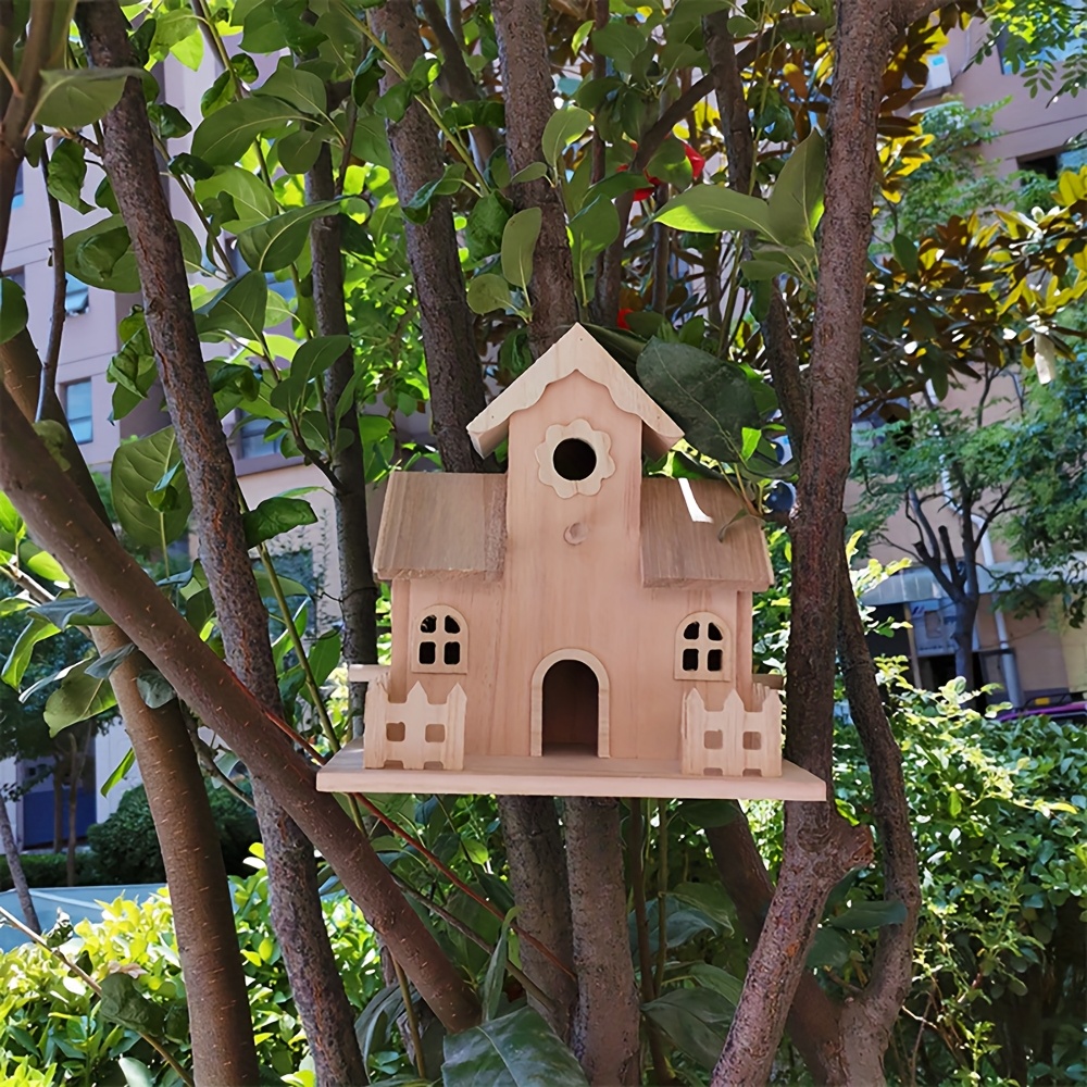 TEMU Natural House - Handcrafted Outdoor/indoor Nesting Habitat With Multiple Entry Points, & Perches - Safe For Small Birds, Garden & Home Decor