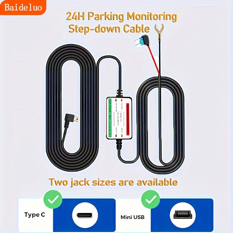 

Car Recorder 24 Hours Parking Surveillance Special Wire 2.5a Hidden Power Cord Mini Port & Type-c Port Optional