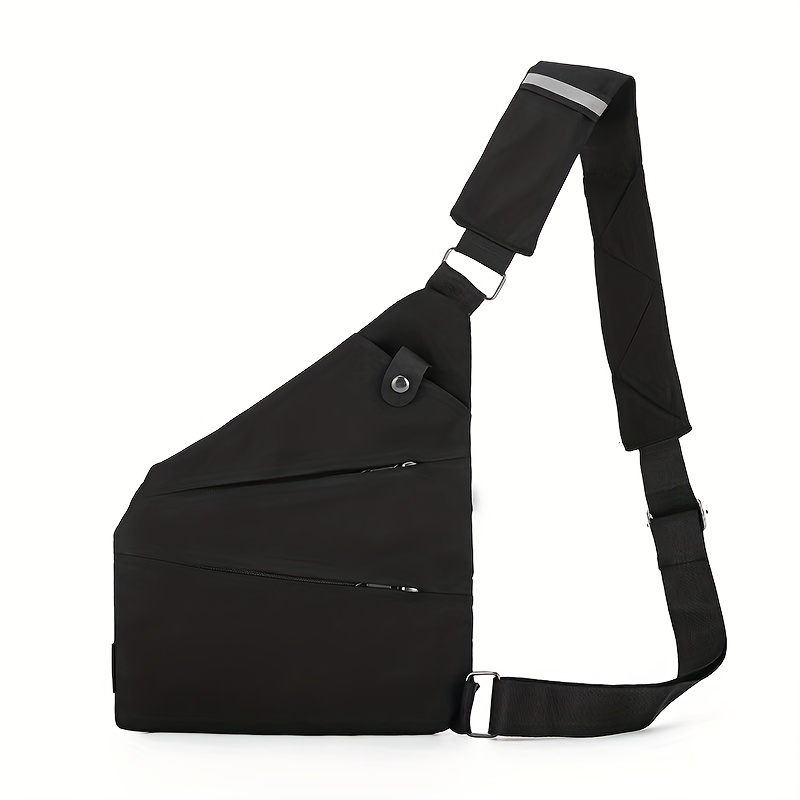 Image of Oxford Fabric Anti Theft Crossbody Bag Solid Chest Pack With Lining Adjustable Womens Shoulder Strap Travel Backpack Crossbody Bag In 2 Colors Black Gray