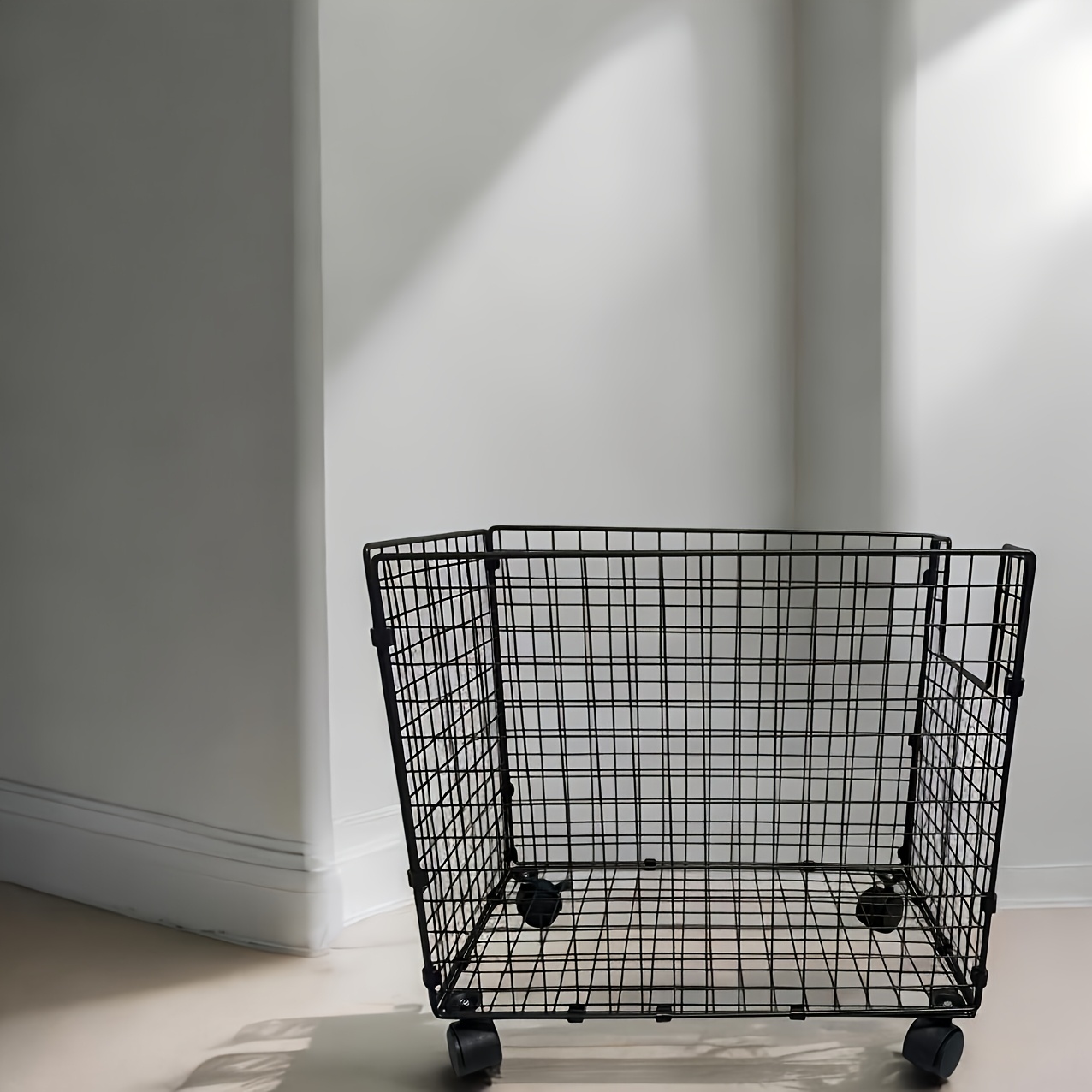 Image of Metal Storage Basket With Wheels, Multifunctional Organizer For Laundry, Bathroom And Kitchen, Without Lid, Home Organization Baskets, Boxes And Containers, Shelf Baskets