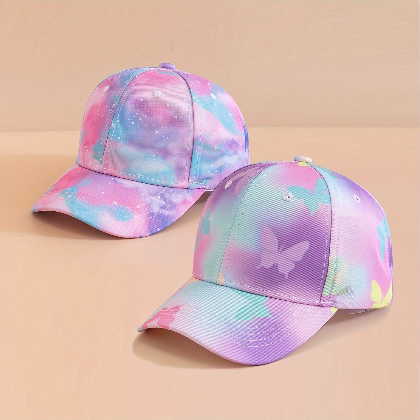 

Children's Baseball Cap With Butterfly And Star Tie Dye Design - Suitable For Leisure, Play, And Travel - Youth Baseball Cap For 3-10 Years Old