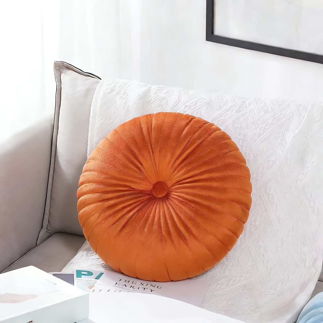 TEMU 1pc Nordic Wind Ins Throw Pillow Round Pillow Cushion Waist Pillow Living Room Sofa Decoration Wheels Futon Simple Wind Bay Window Cushion Plain
