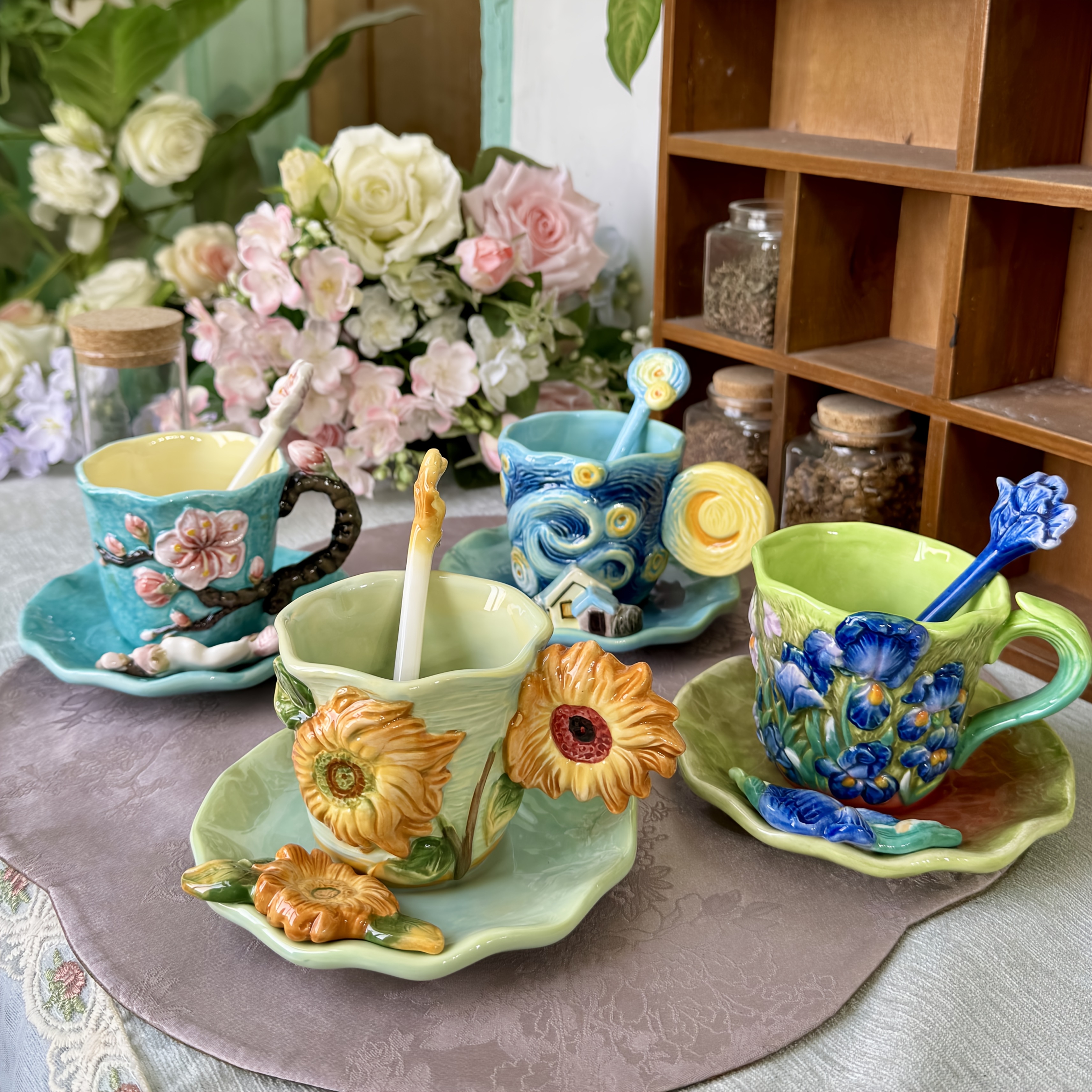 日本のティーカップ磁器ティーカップコーヒーラテマグ家庭用ワインチャイニーズカップボウル新築祝いの ティーカップ コーヒーカップ セラミックカップ マグカップ 花柄