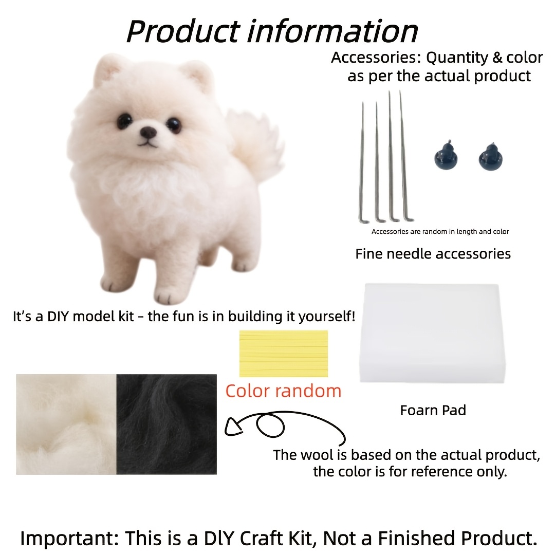 TEMU 1 Ensemble Kit de Feutrage à l'Aiguille Animaux, Kits de Feutrage pour Adultes Débutants avec Tutoriels Étape par Étape, Kit de Feutrage DIY