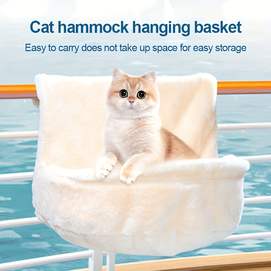sturdy   cat hammock with plush polyester   bed warm comfortable hanging nest for indoor outdoor cats kittens puppies small dogs easy to assemble safe cozy sleeping bag cat window hammock soft fabric indoor pets Product details 0