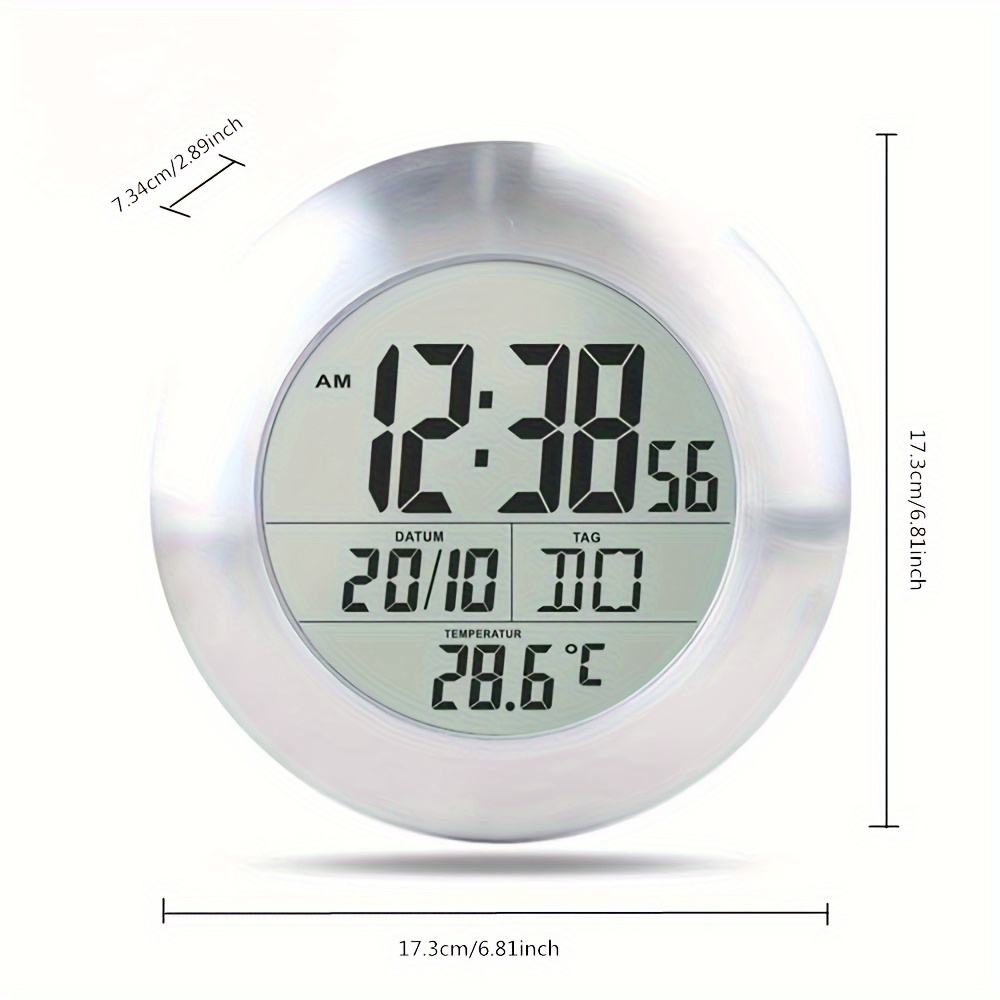 Reloj de ducha digital impermeable, reloj temporizador de baño, reloj de  pared digital de cocina, pantalla LCD grande, formato de 12/24 horas