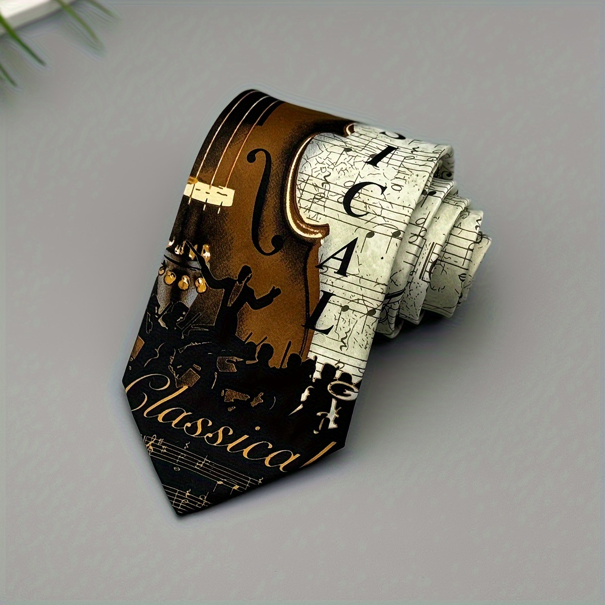 

Stylish Cello Print Tie For Men, Ideal For Formal Shirts And Accessories, With Festive Musical Notes Design