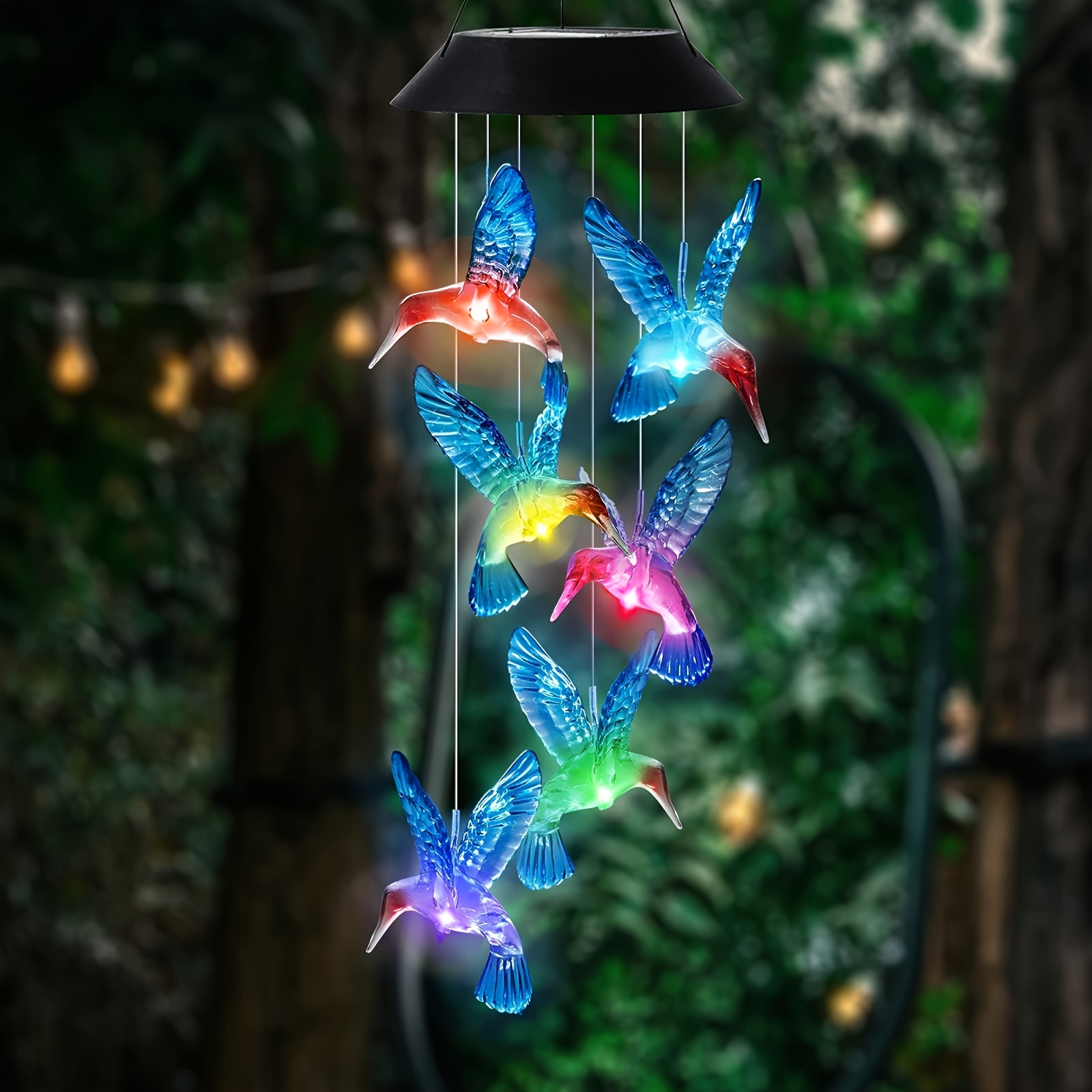 solar powered led hummingbird chandelier energy   polished abs pendant light with crystal   b15d bulb base detachable fixture with 600mah nickel battery for   park christmas gift details 1