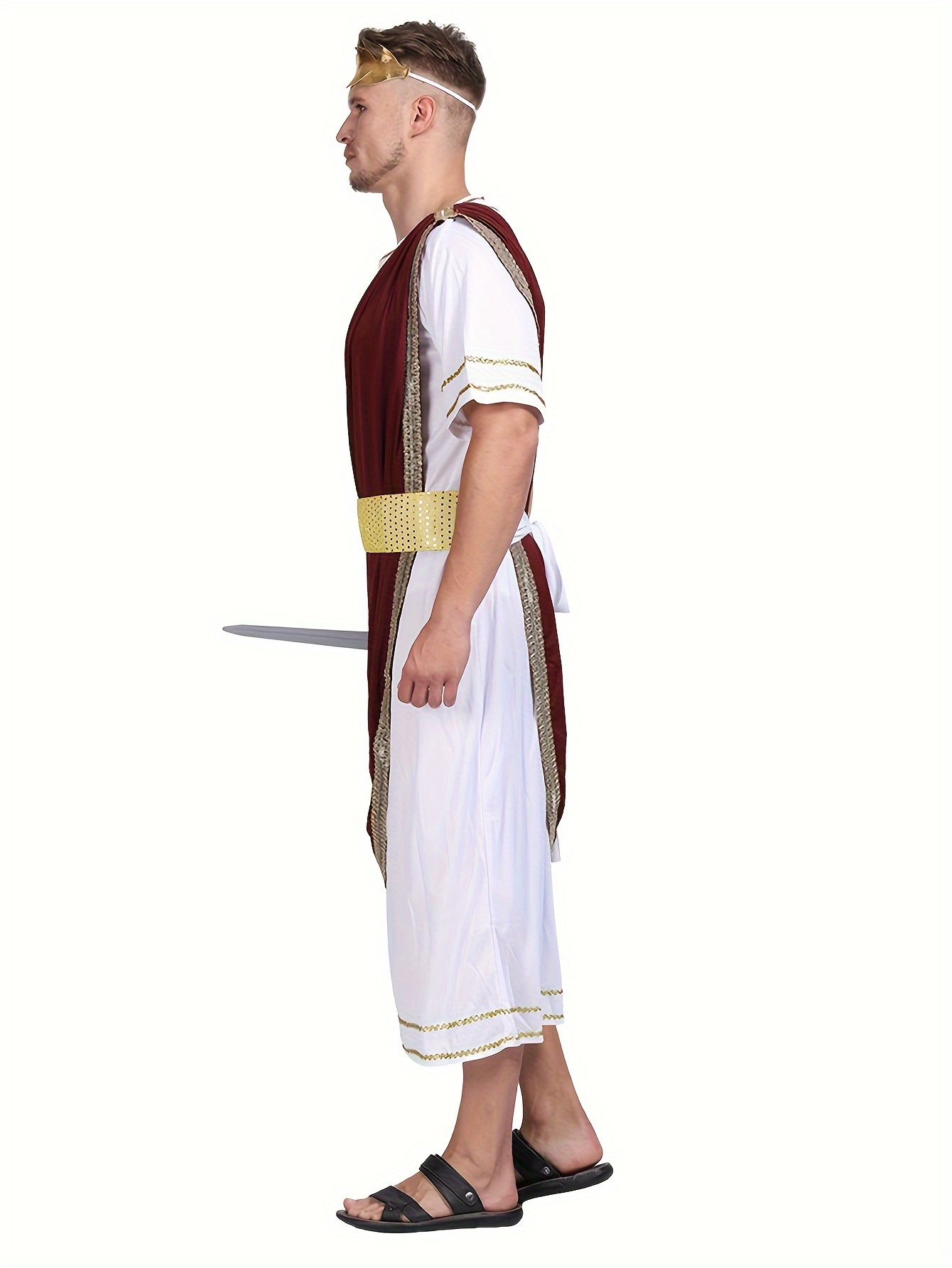 Mens Toga Outfit Halloween Historical Red And For And | Temu United Kingdom