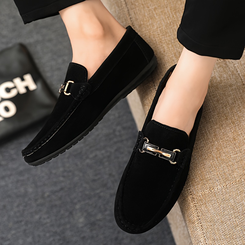 A Set of Stylish, Single-Color Luxury Casual Shoes for Men, Featuring a Round Toe And Flat Design, Comfortable Slip-On Style, Suitable for Different Events