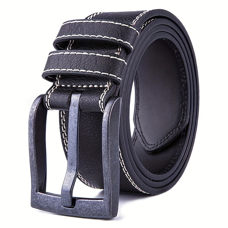 

Men's Genuine Leather Casual Belt, Alloy Pin Buckle, Jeans And Dress Adjustable Waist Accessory