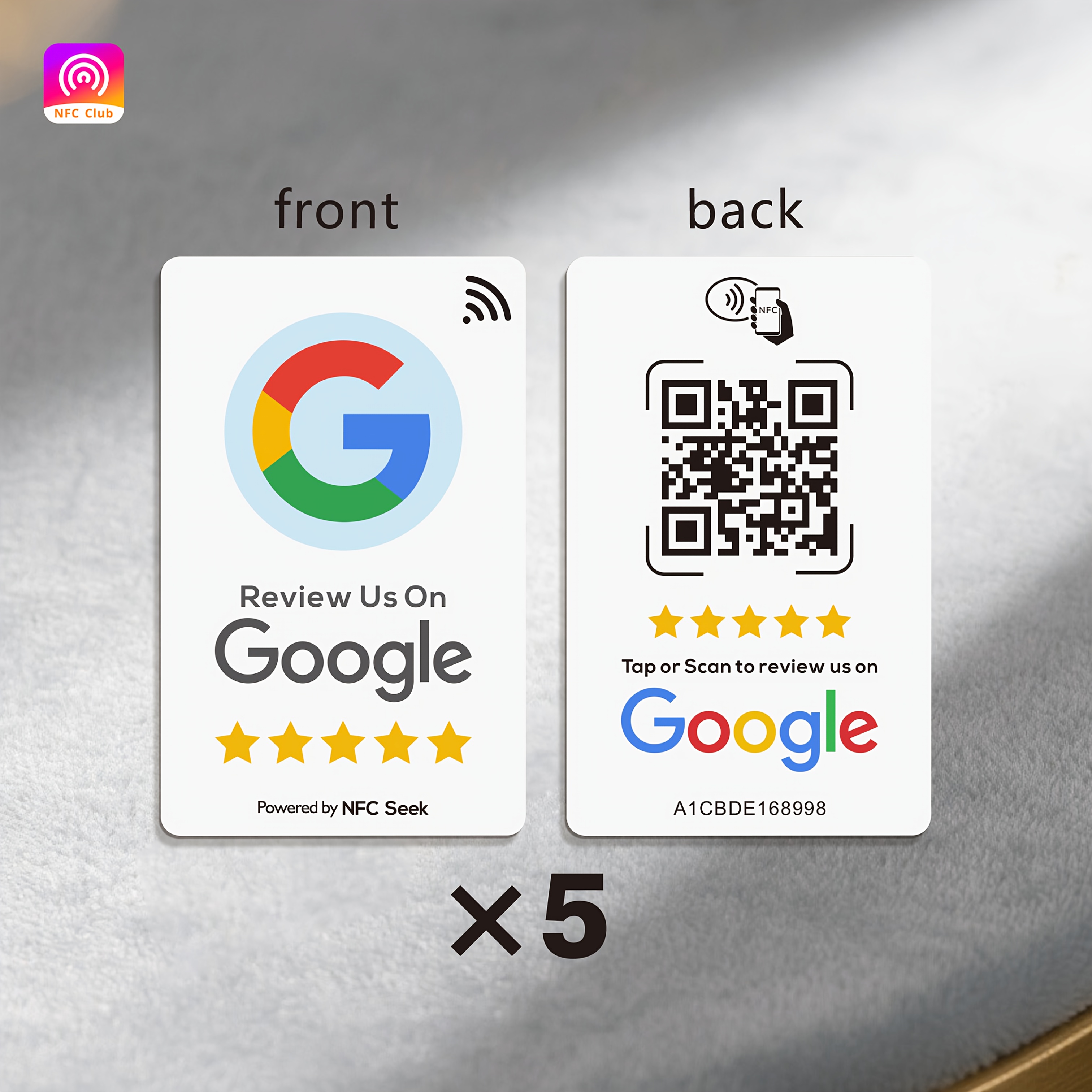 TEMU 1pc/5pcs Review Cards, Nfc Tap & Compatible, 13.56 Mhz Frequency, Pvc Material, 504 Bytes Storage Capacity, 100, 000 Write Cycles, 10-year , For