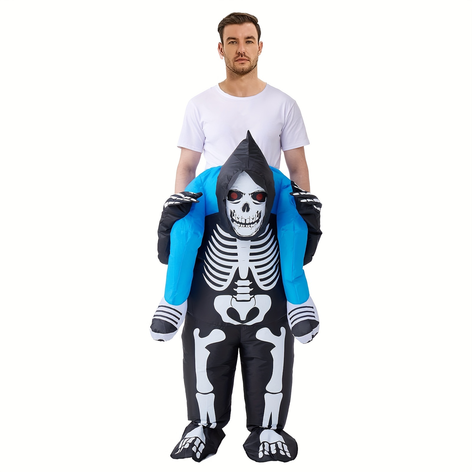 

1pc Funny Inflatable Human Skeleton Costume, Blow Uphalloween Human Skeleton Costume For Cosplay Party