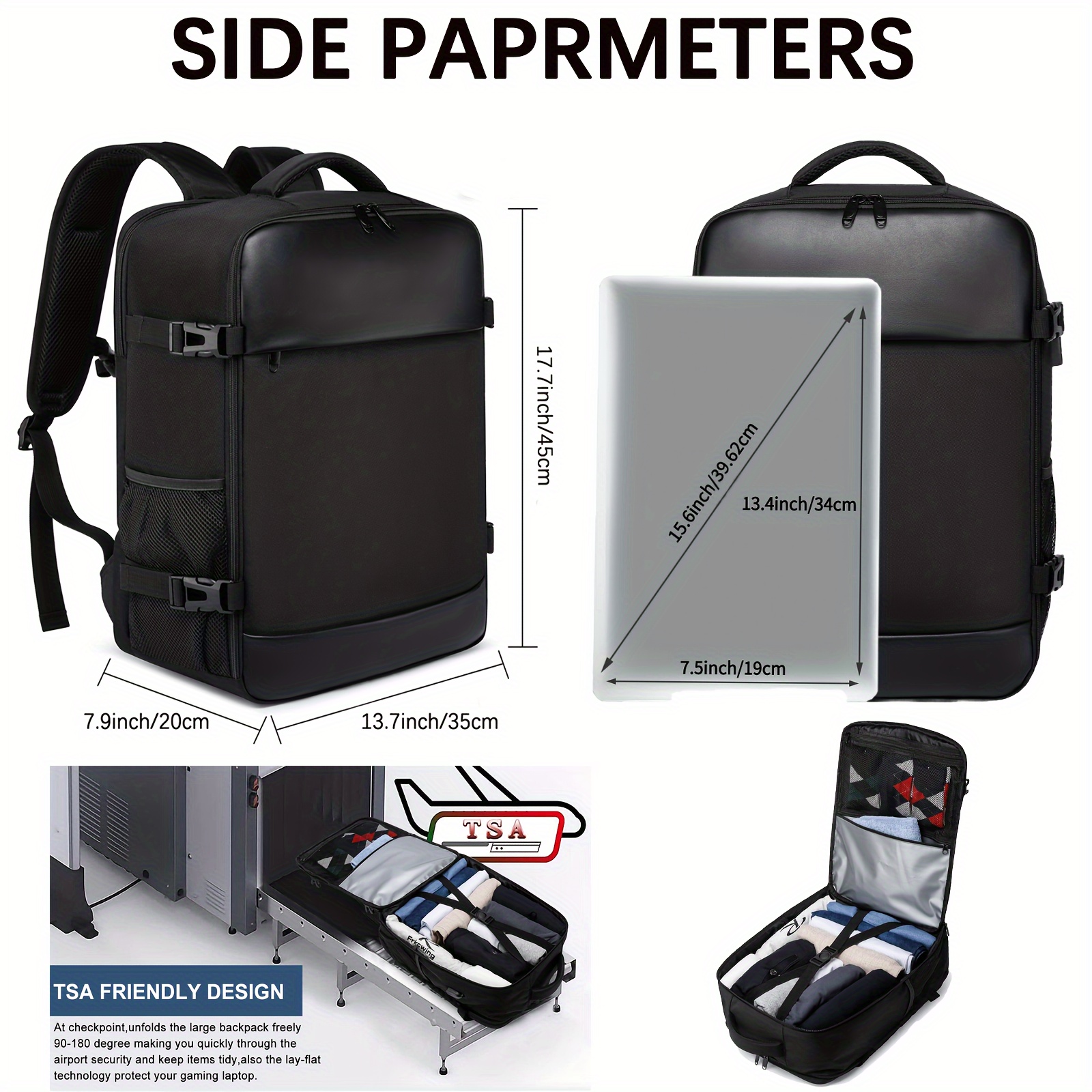 carry on bag small travel tote backpack multi functional pack flight case suitable for 14 inch and 15 6 inch laptops casual airline approved underseat bag backpack outdoor hiking sports details 2