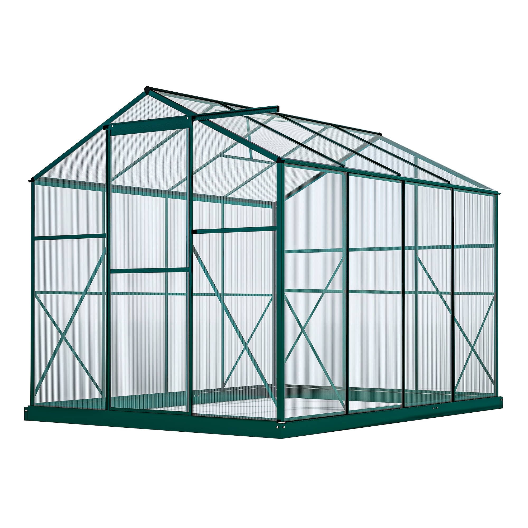 Image of Garden Greenhouse - Polycarbonate Panels Aluminum Frame, Plants Flower Growth Shed Frame, Outdoor For Plant & Flower Growth