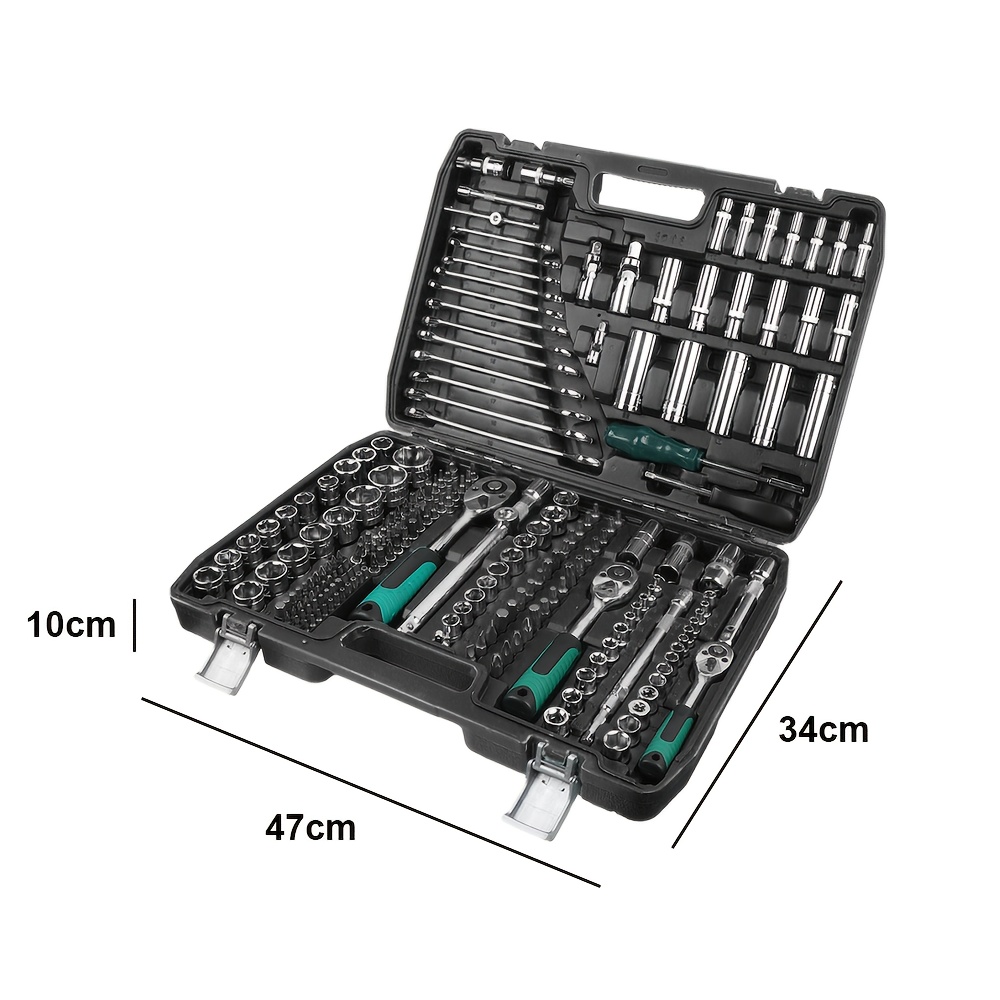 E-shop 227-teiliges, robustes Industrie-Handwerkzeugset | Steckschlüssel, Schraubendreher, Zangen, Hammer - , tragbares Werkzeugset mit , ergonomischer