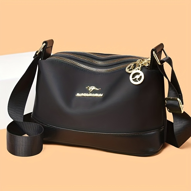 TEMU 1pc Women's Multi-pocket Crossbody Shoulder Bag With Adjustable Strap - / Handbag, Golden-tone Hardware, Soft-faced Fabric, Zipper Closure