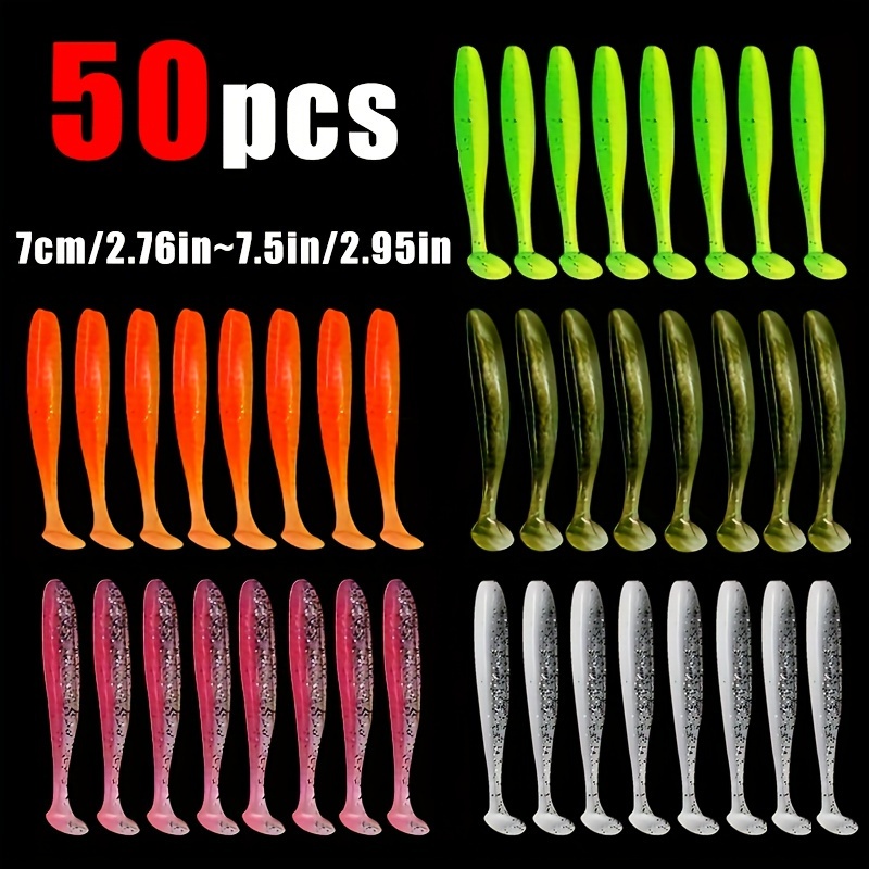 

50pcs/box Soft Fishing Lure - Paddle Tail Swimbaits For Maximum Catches