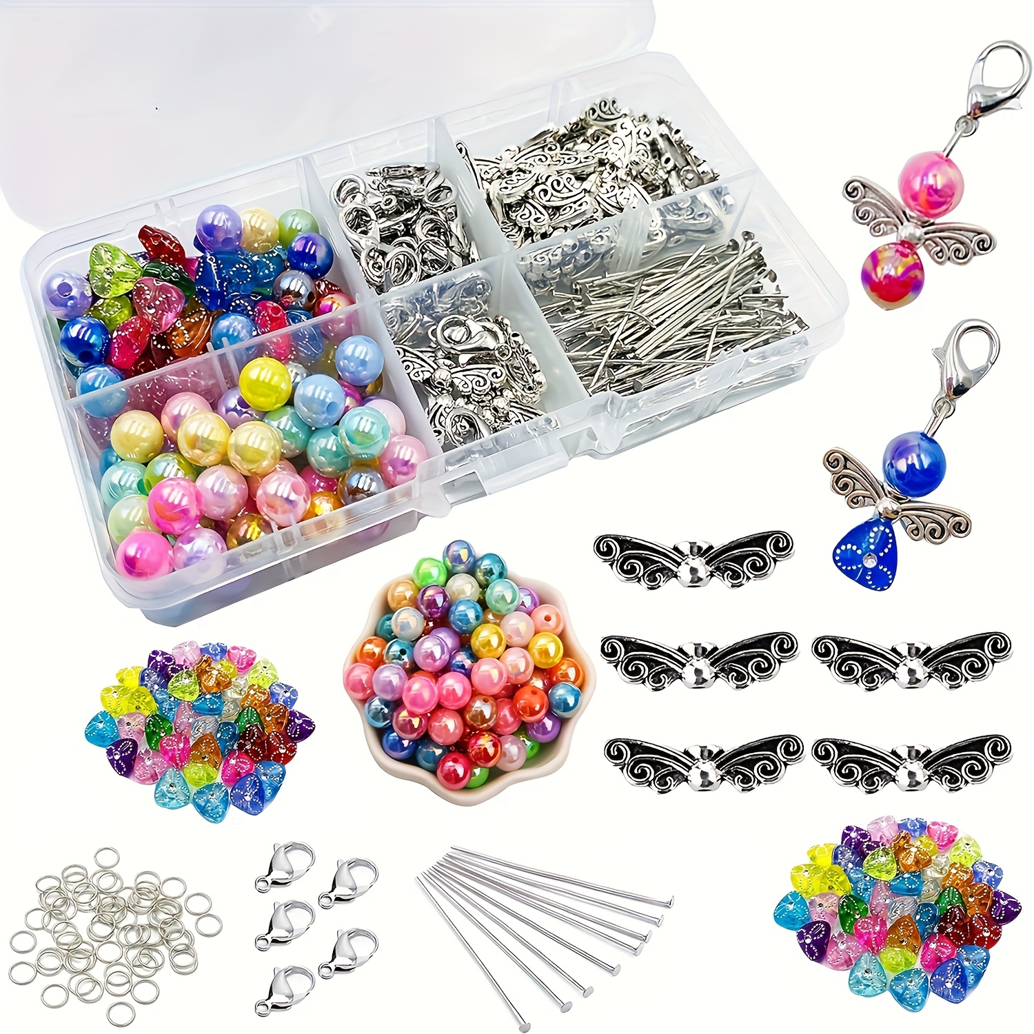 Diy Keychains 300pcs Round Bead Keychains, Wing Round Bead Key Accessories, Keychains For Wedding And Birthday Gifts
