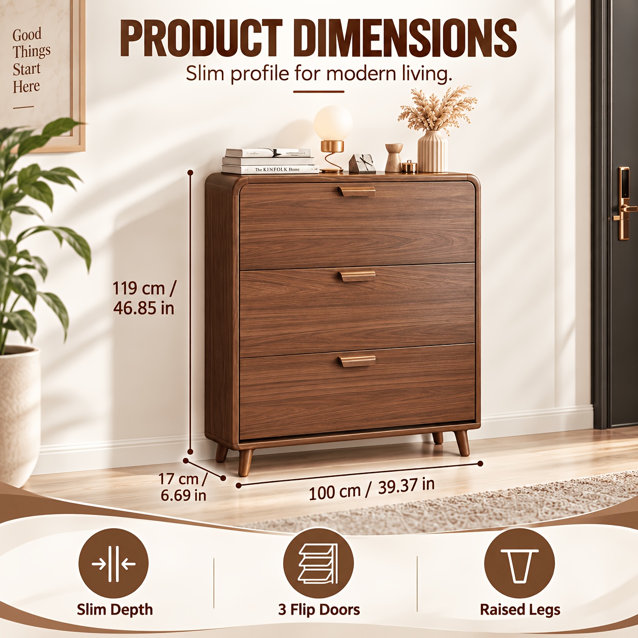 Image of Large Capacity Retro Shoe Cabinet - Multi-tier -standing Shoe Rack With Doors Suitable For Entryway, Hallway, Mudroom Storage Organizer, No For Organization
