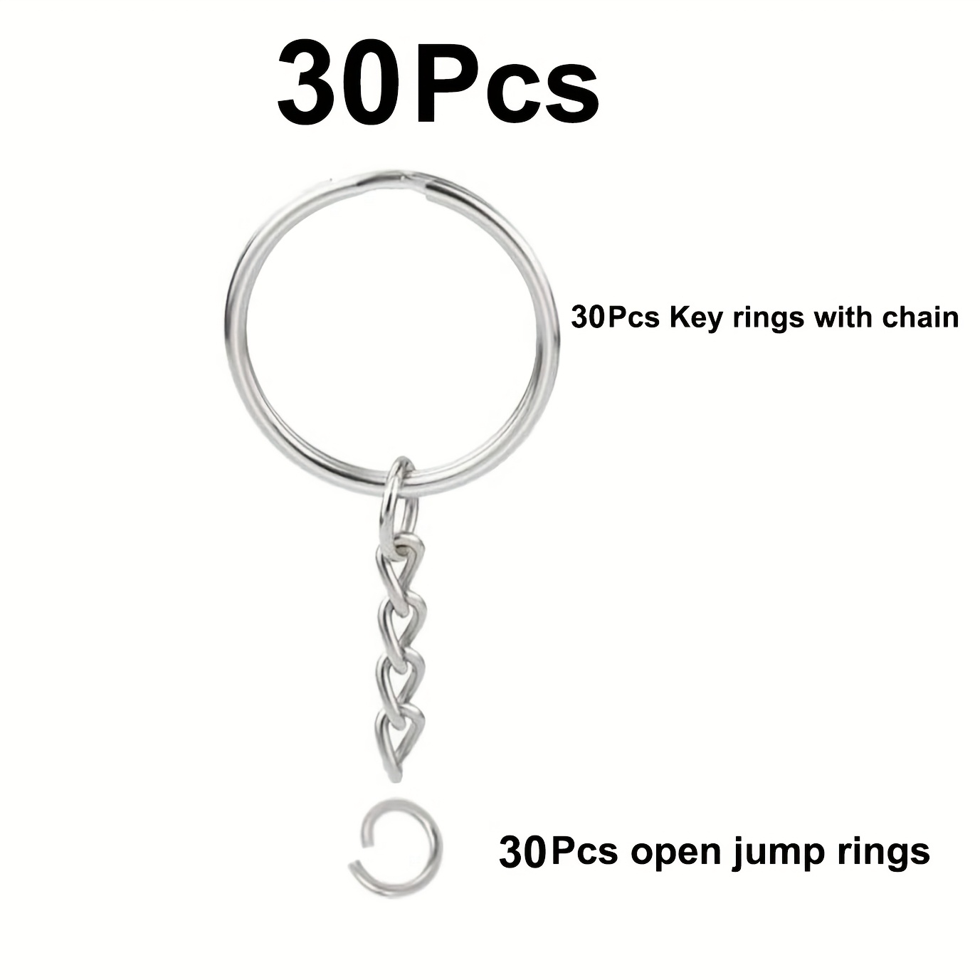 Gift For Her/him 10//40/60pcs (1 Inch/25mm) Split Key Rings With Chain, Silvery Keychain Ring Parts, With Open Jump Rings In Bulk, For Craft Keychain Making Christmas, Halloween