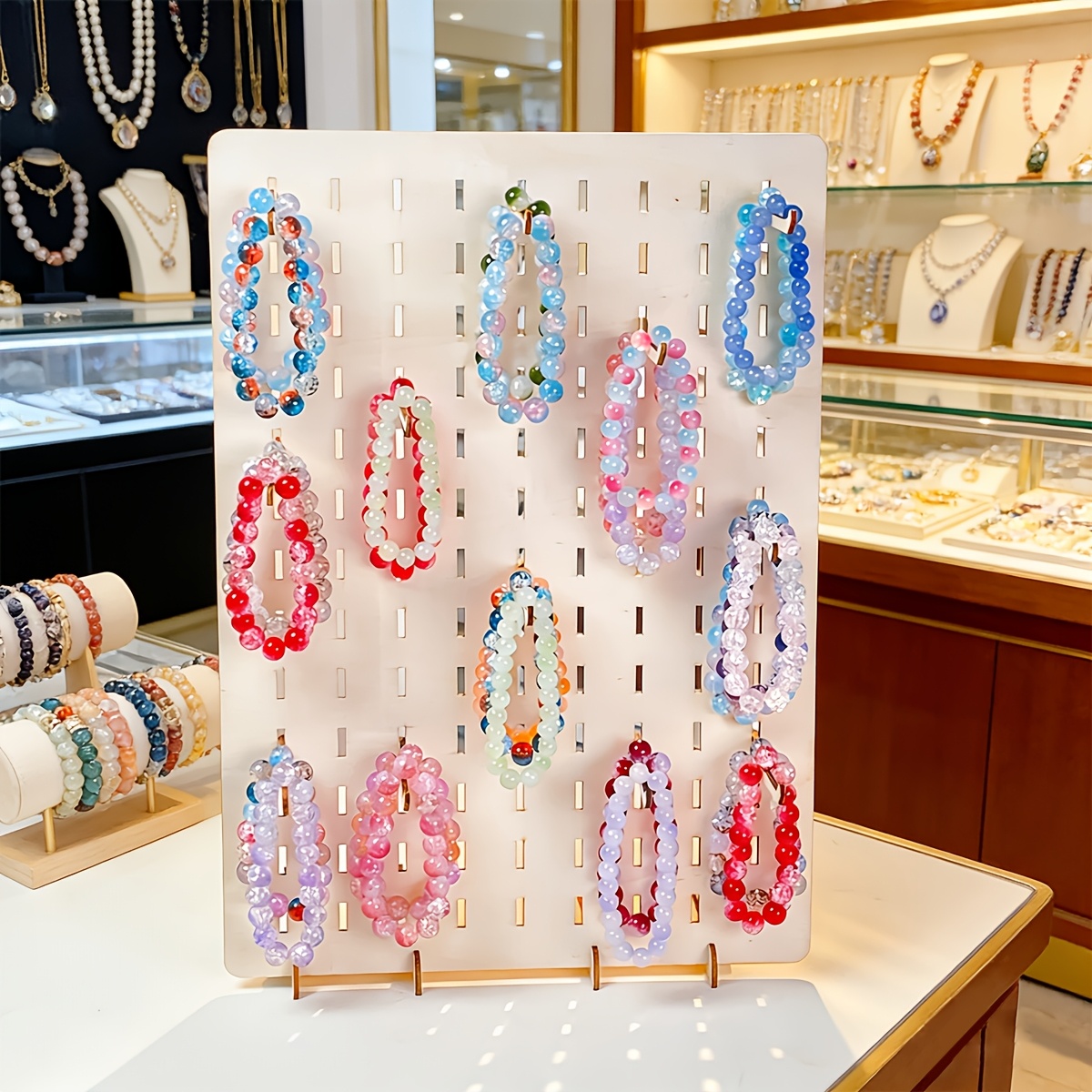 Wooden Jewelry Display Stand with 20 Hooks
