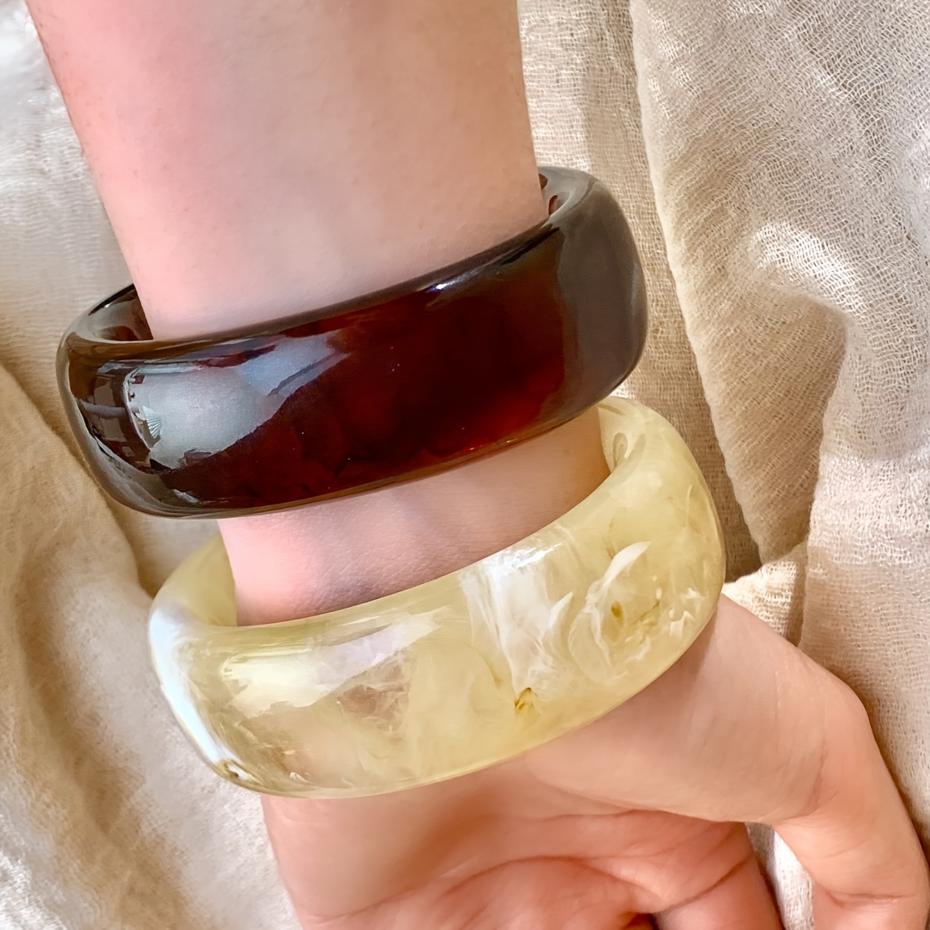 Wide Resin Bangle Bracelet Vintage Inspired Accessory