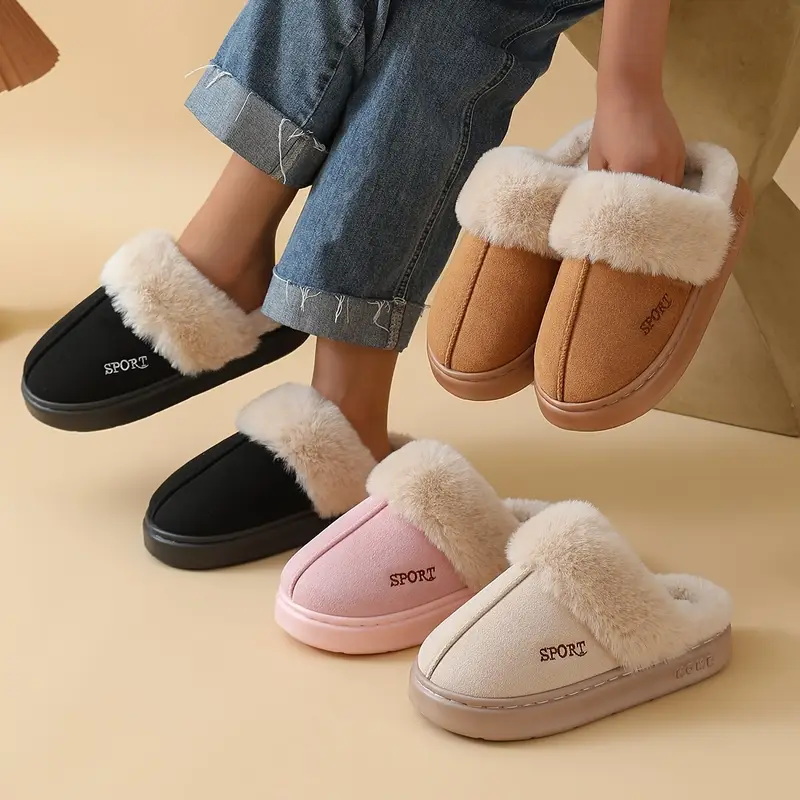 womens plush slip on slippers soft lightweight warm indoor shoes with eva sole for cozy slippers 3