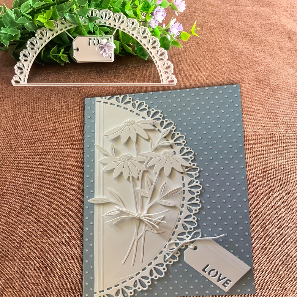 TEMU 1pc Lace Metal Die In Silver-gray, Designed For Fantasy-themed Projects, Perfect For Scrapbooking, Embossing, And Handmade Greeting And Gift Cards