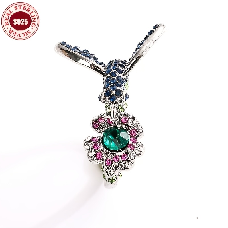 925 Silver Exquisite Hummingbird Ring! Sparkling , Light Luxury, Niche Party Artifact, Is The Most Exciting Christmas And Birthday Gift For
