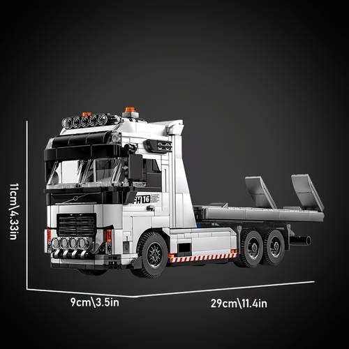 strapazierfähiges ziegeltransport-anhänger-set, pritschenanhänger-lkw-baustein-set, geschenk für autosammler, mint-bausteinspielzeug