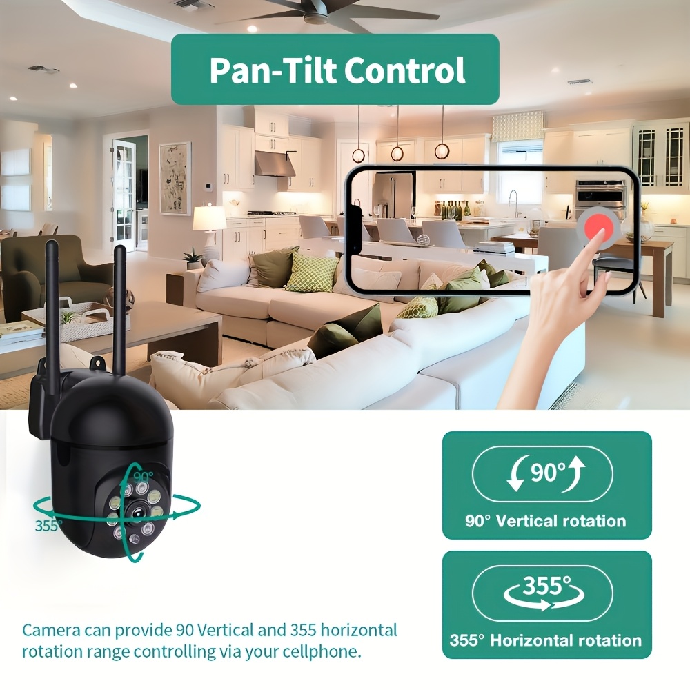 1080P Full HD Wireless Surveillance Camera, 360° Gimbal and Smart Tracking, Two-Way Calling, Infrared Night Vision and Auto Zoom, Wi-Fi Connection, Mobile APP Remote Control, Suitable for Home and Pet Security
