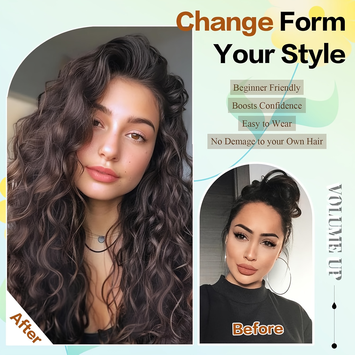 4pcs 30.48 cm clip-in short curly hair extensions with lace weft - invisible hairpieces for women, heat-resistant &  , adds volume & length,    , hair volume enhancer, elegant hairpiece,   hairpiece details 5