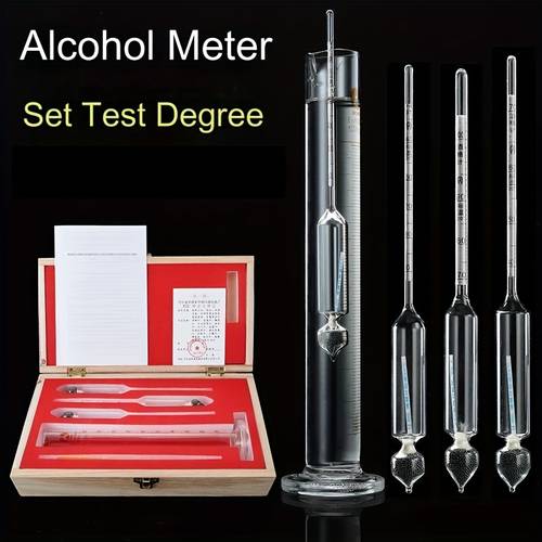 1 set of alcohol meter for wine making 0 alcohol meter liquor degree measuring instrument alcohol meter three liquor tester with conversion table
