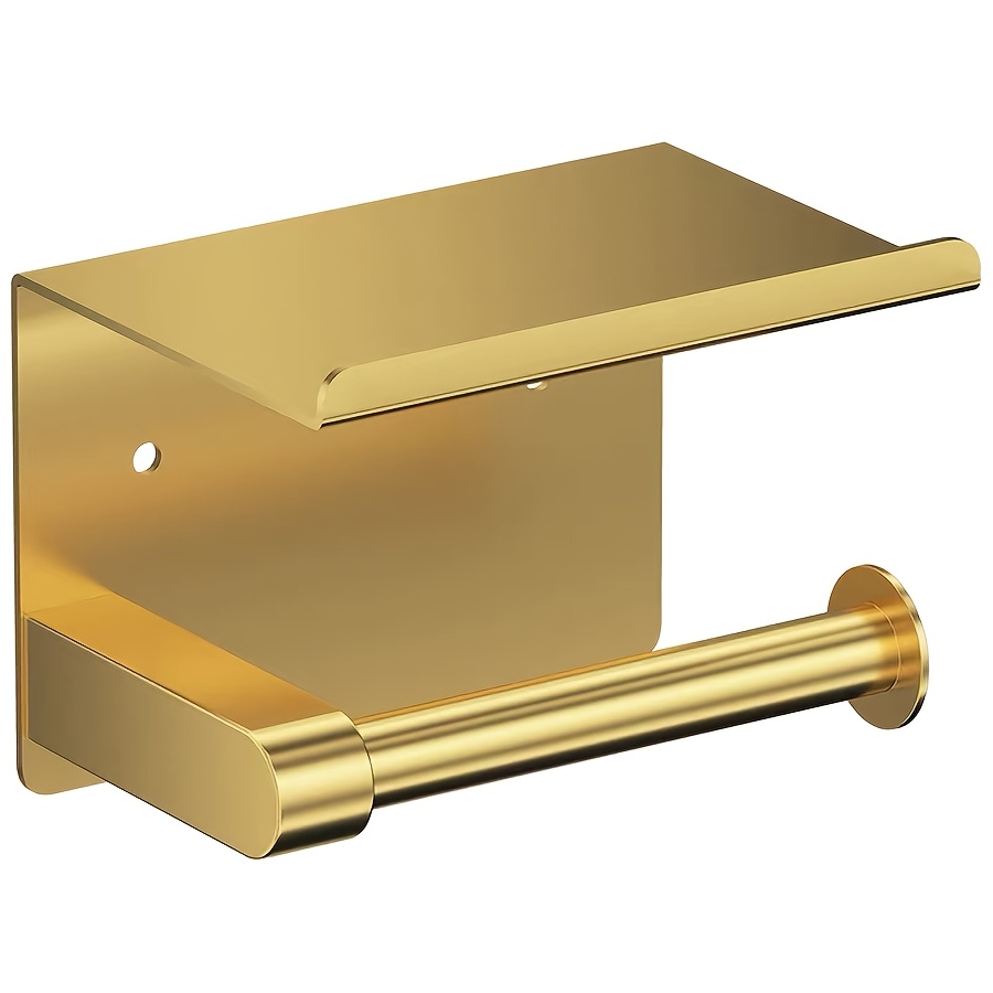 E-shop Premium Goldener 304 Edelstahl Toilettenpapierhalter - ein platzsparender Badezimmer-Organizer aus rostbeständigem Edelstahl, einfach zu